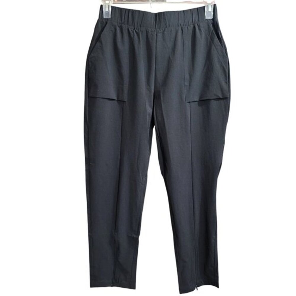 Lightweight Athletic Jogger Pants Zip Ankle Detail Black M